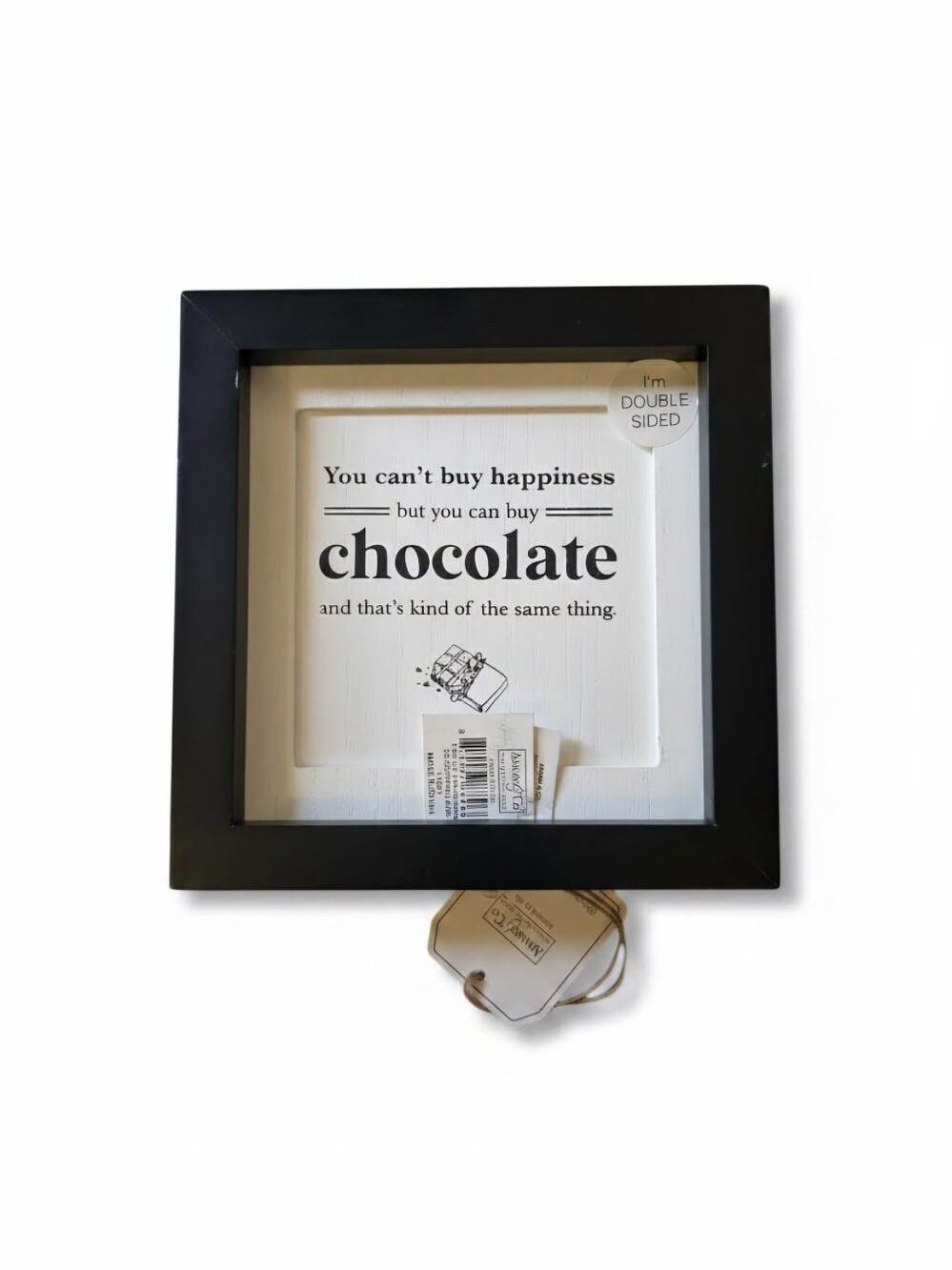 NWT Classic Black Square Picture Frame Double Sided with Chocolate & Wine Quotes